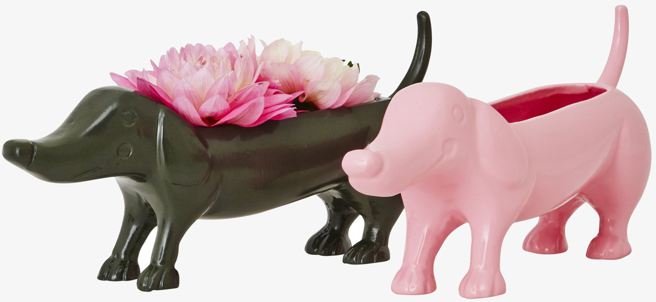 Blomkruka Tax från Rice i mörkgrön och rosa färg