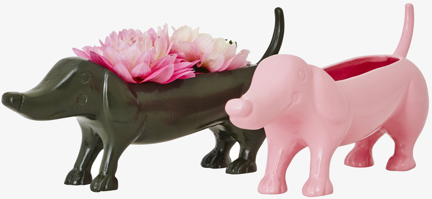 Blomkruka Tax från Rice i mörkgrön och rosa färg