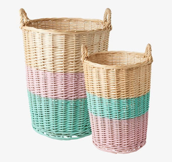 Förvaringskorg Rosa/Mint från Rice i flätad rotting