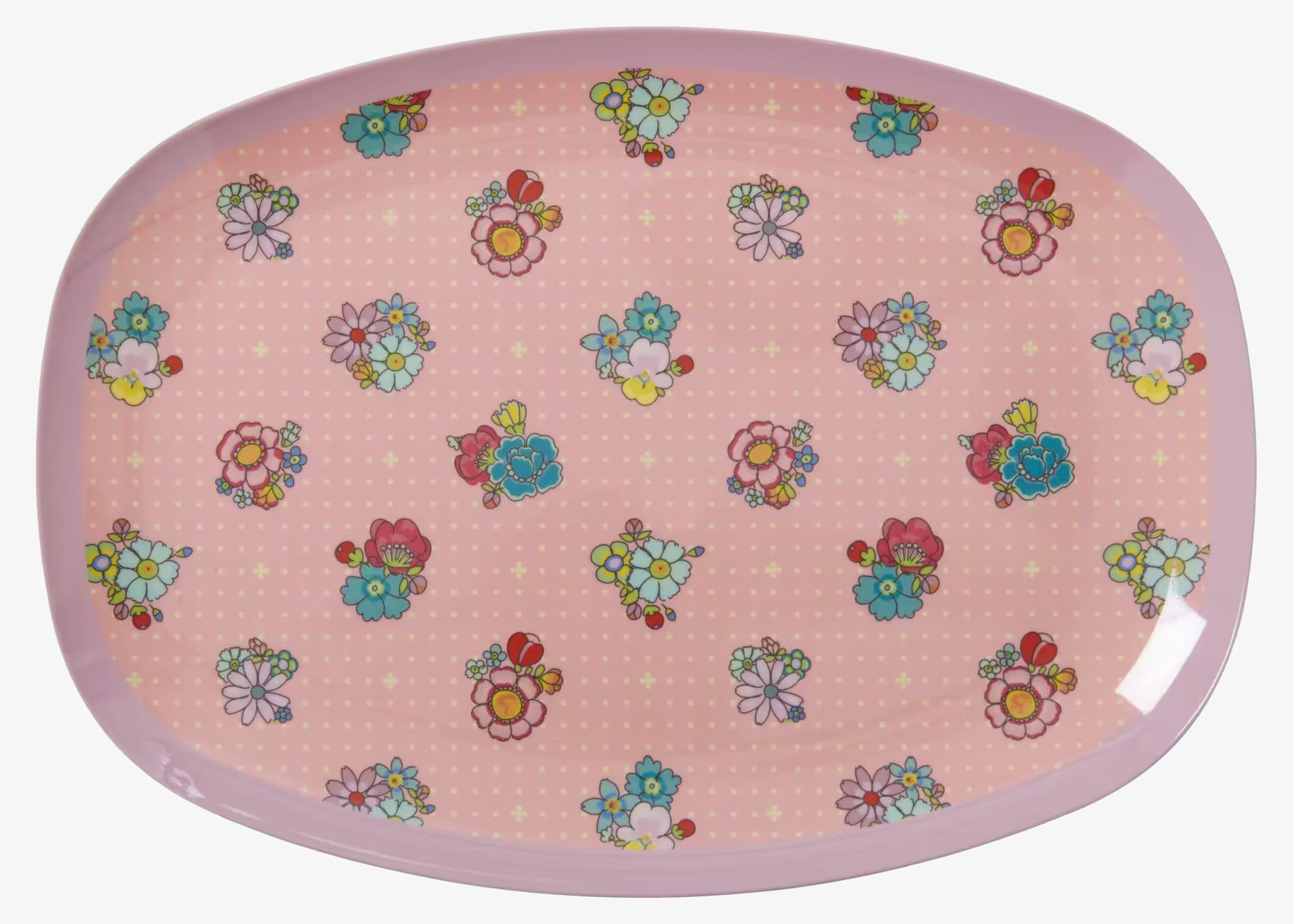 Tallrik Flower Stitch Print från Rice med blommigt mönster