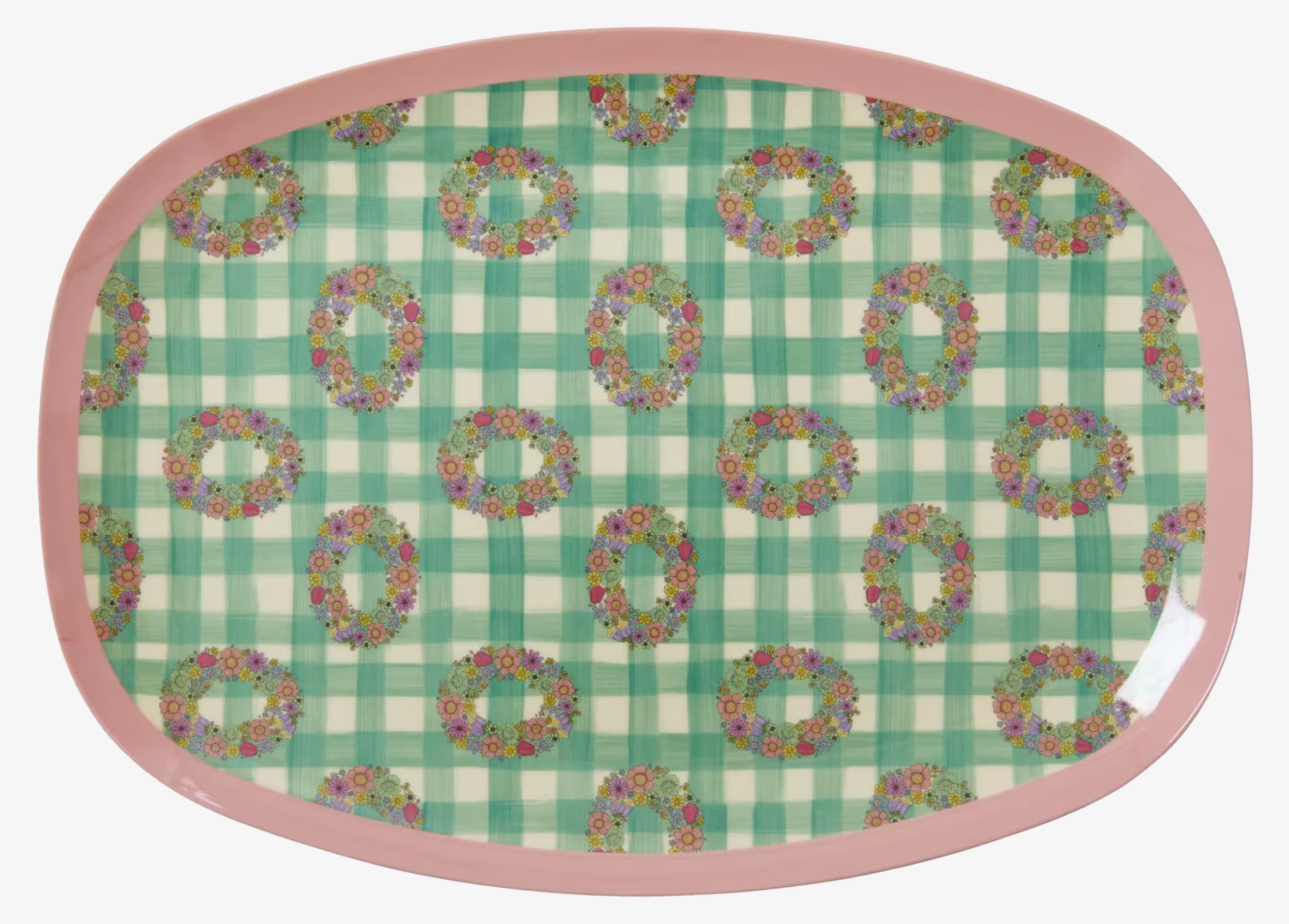 Tallrik Vichy Print från Rice med färgglatt och livligt mönster