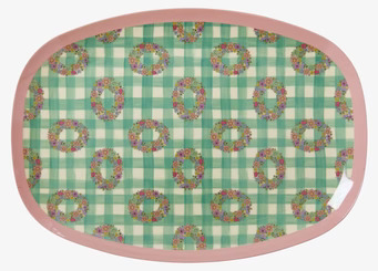 Tallrik Vichy Print från Rice med färgglatt och livligt mönster