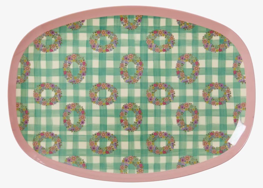 Tallrik Vichy Print från Rice med färgglatt och livligt mönster