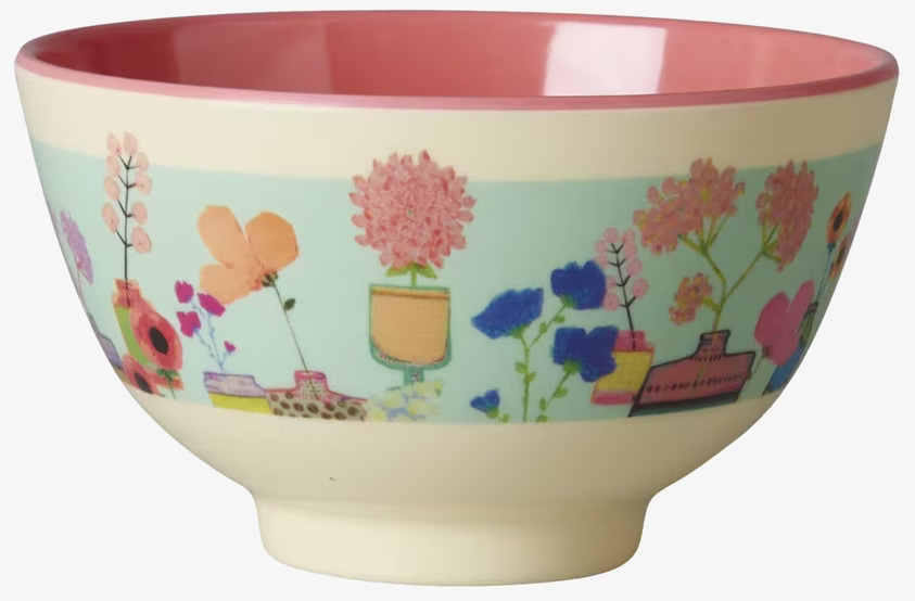 Liten Skål Flower Display Print från Rice med blomdekor