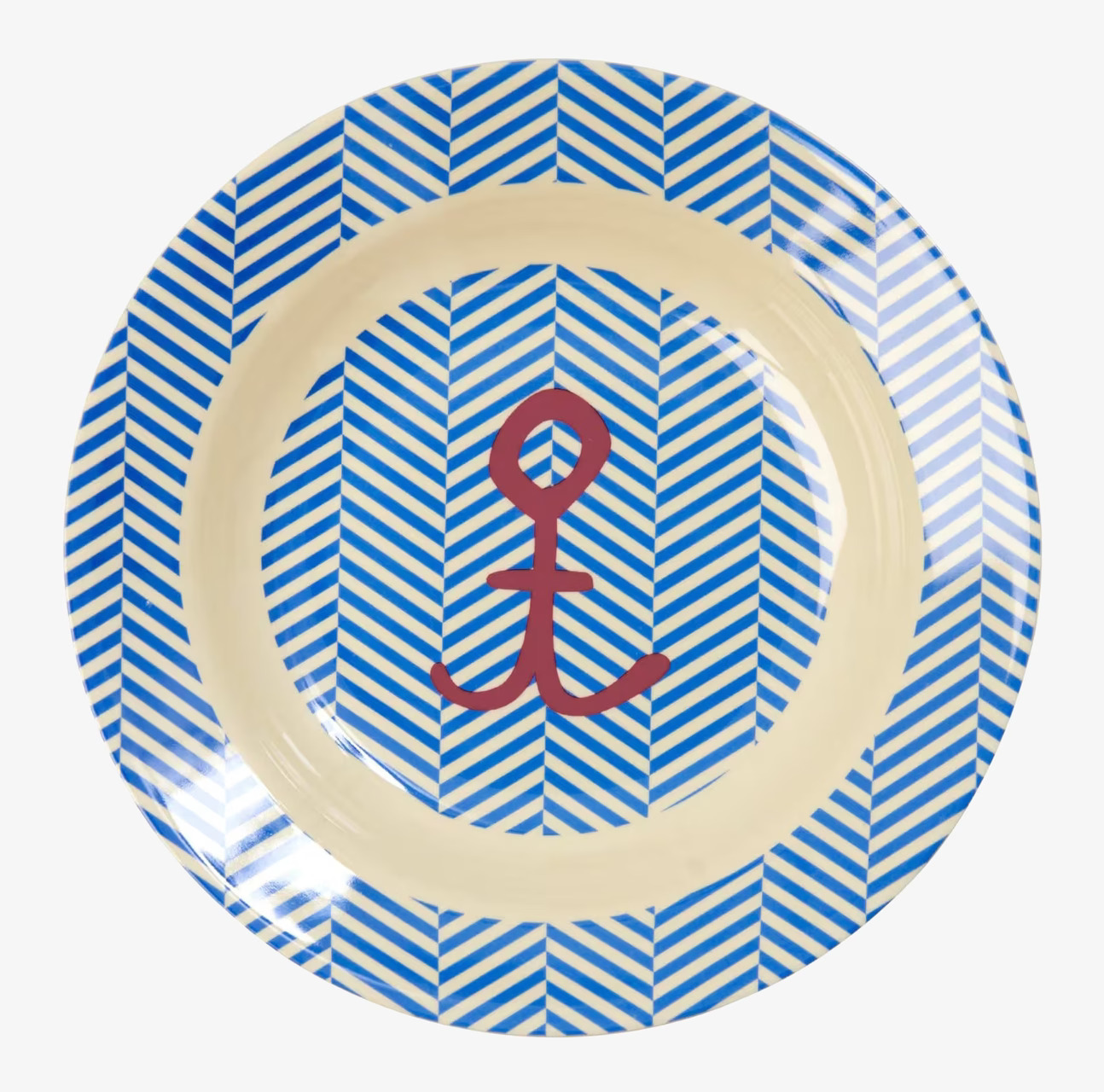 Djup Tallrik Sailor & Anchor Print från Rice med nautiskt tema