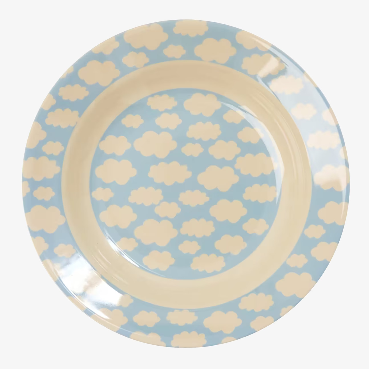 Djup Tallrik Cloud Print från Rice med blå bas och vita moln