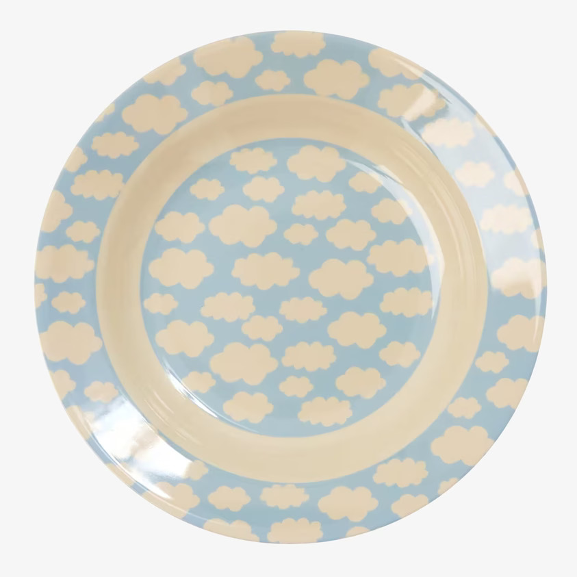 Djup Tallrik Cloud Print från Rice med blå bas och vita moln