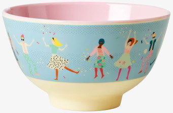 Liten Skål Dancers Print från Rice med färgglada figurer