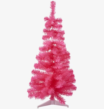 Julgran Neon Pink från Rice i neonrosa på vit bakgrund