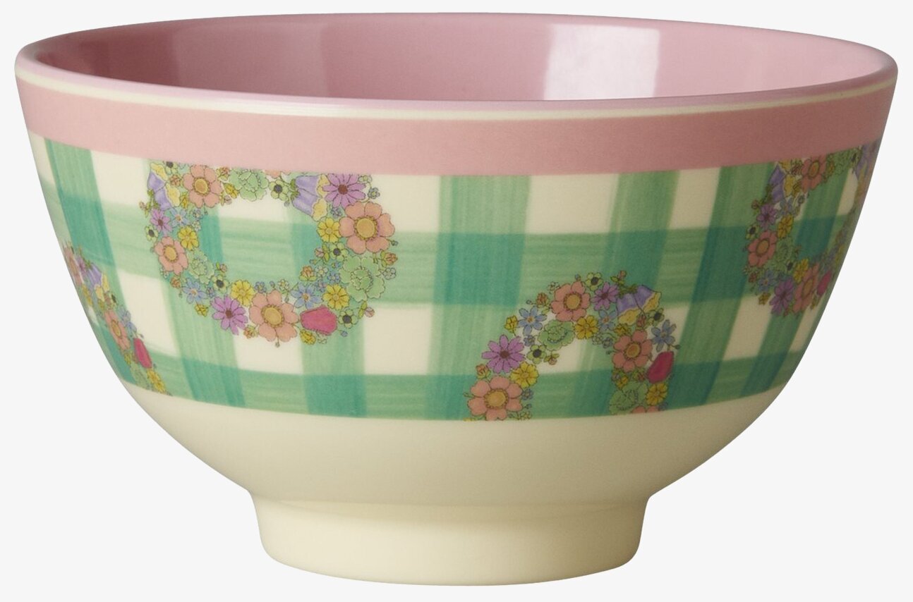 Liten Skål Vichy Print från Rice med grönt och rosa mönster