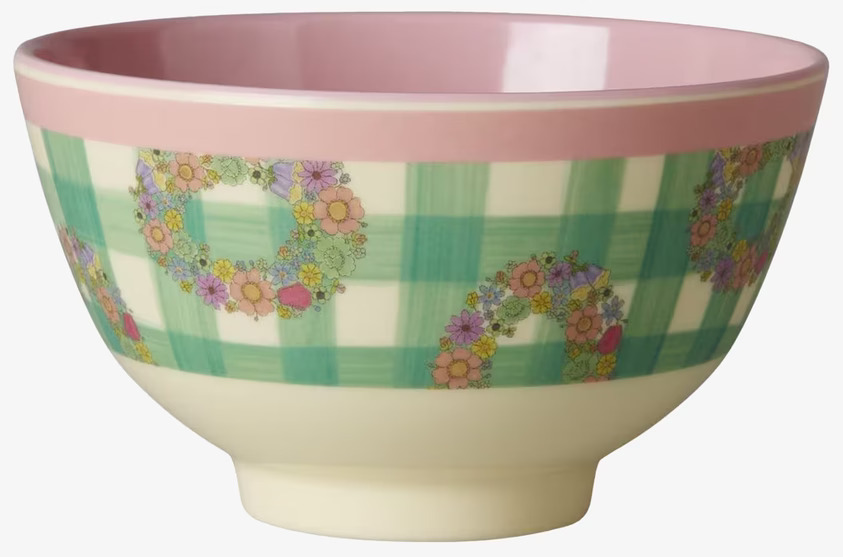 Liten Skål Vichy Print från Rice med grönt och rosa mönster