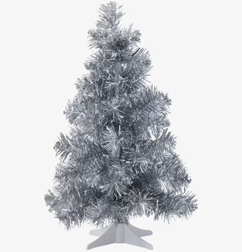 Julgran Silver från Rice med skimrande silverfärgade grenar