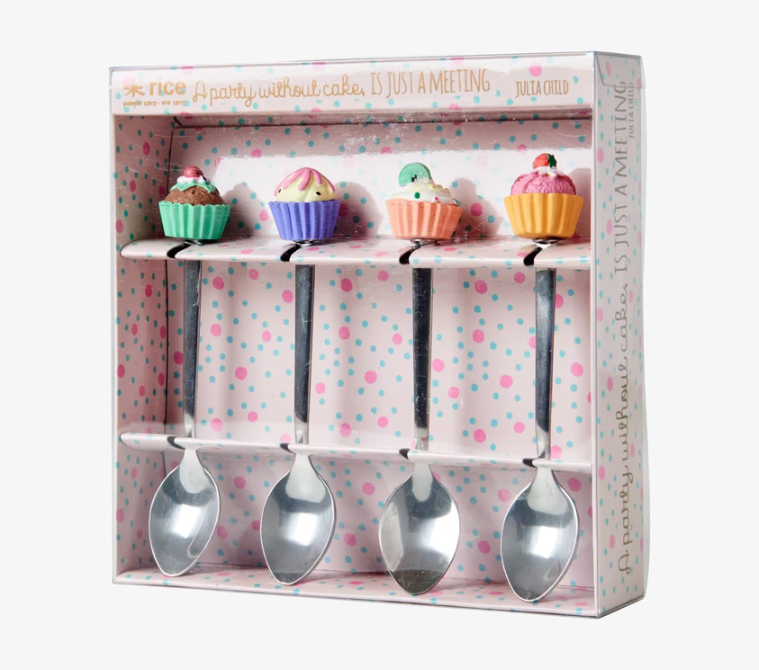 Teskedar Cupcake från Rice med färgglada cupcake-handtag