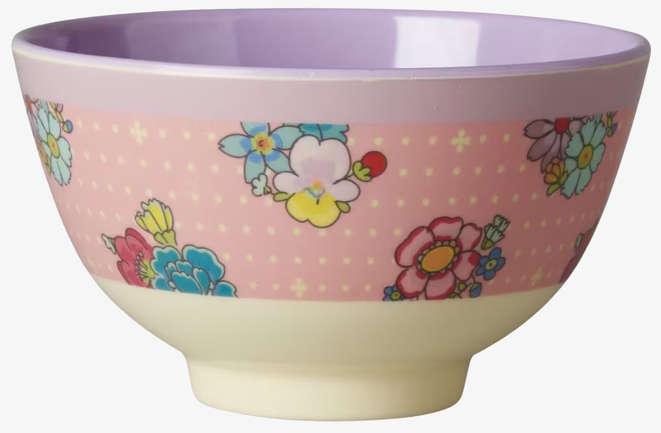 Liten Skål Flower Stitch Print från Rice med blommönster