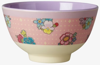 Liten Skål Flower Stitch Print från Rice med blommönster