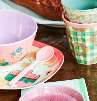 Liten Skål Flower Stitch Print från Rice med blommönster