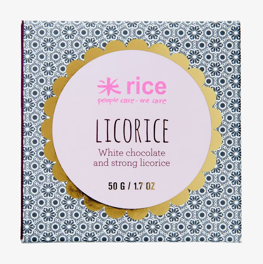 Chokladkaka Lakrits från Rice med vit choklad och lakrits