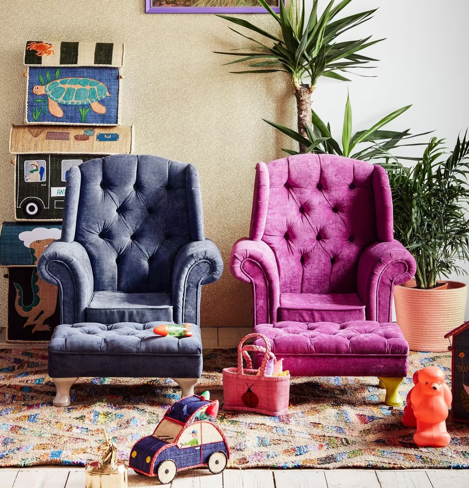 Förvaringskorg Sea Animals Small från Rice i färgglatt rum