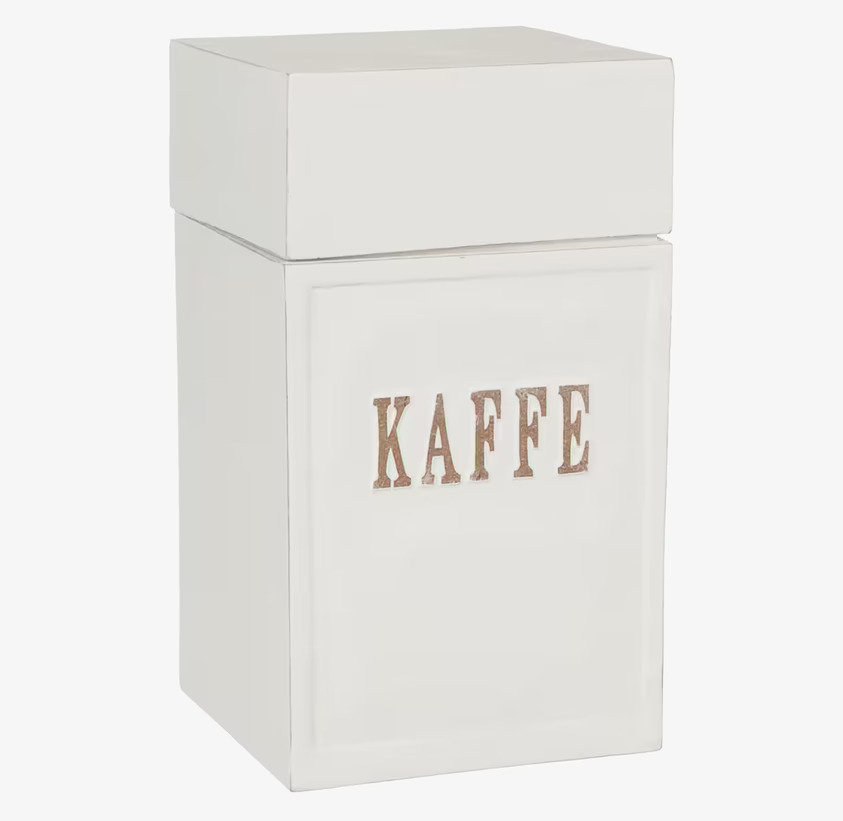 Trälåda Kaffe Vit från Different Design med vintage-tryck