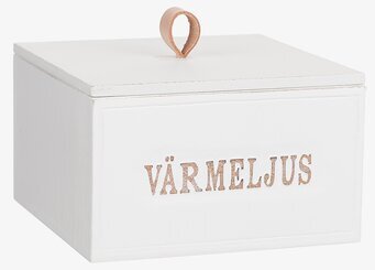 Trälåda Värmeljus från Different Design med läderhandtag