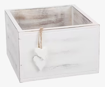 Trälåda Hjärtan från Different Design med hjärtdekorationer