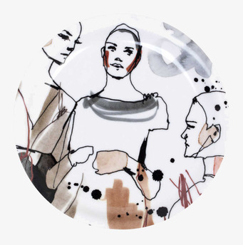 Glasunderlägg Fashion från Dixie med stiliserade ansikten