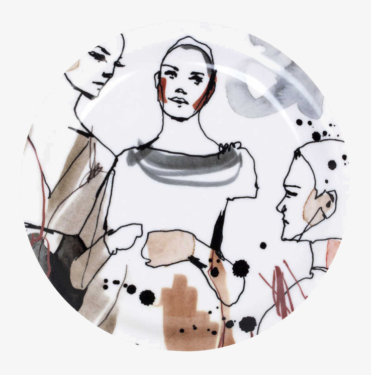 Glasunderlägg Fashion från Dixie med stiliserade ansikten