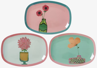 Liten Tallrik Flower Print från Rice med lekfull blomdesign