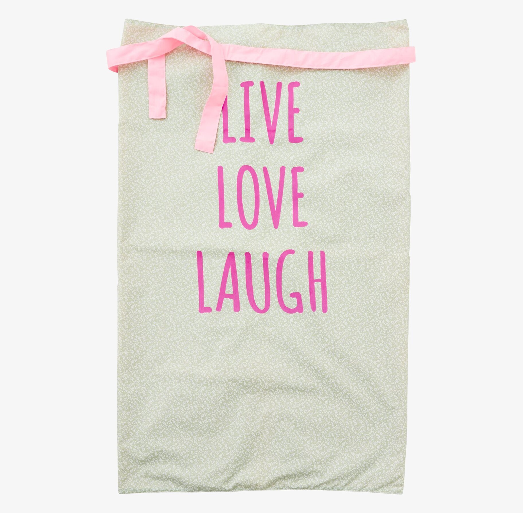 Förkläde Live Love Laugh från Rice med blommönster och text