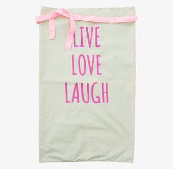 Förkläde Live Love Laugh från Rice med blommönster och text