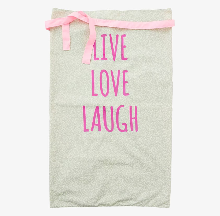 Förkläde Live Love Laugh från Rice med blommönster och text