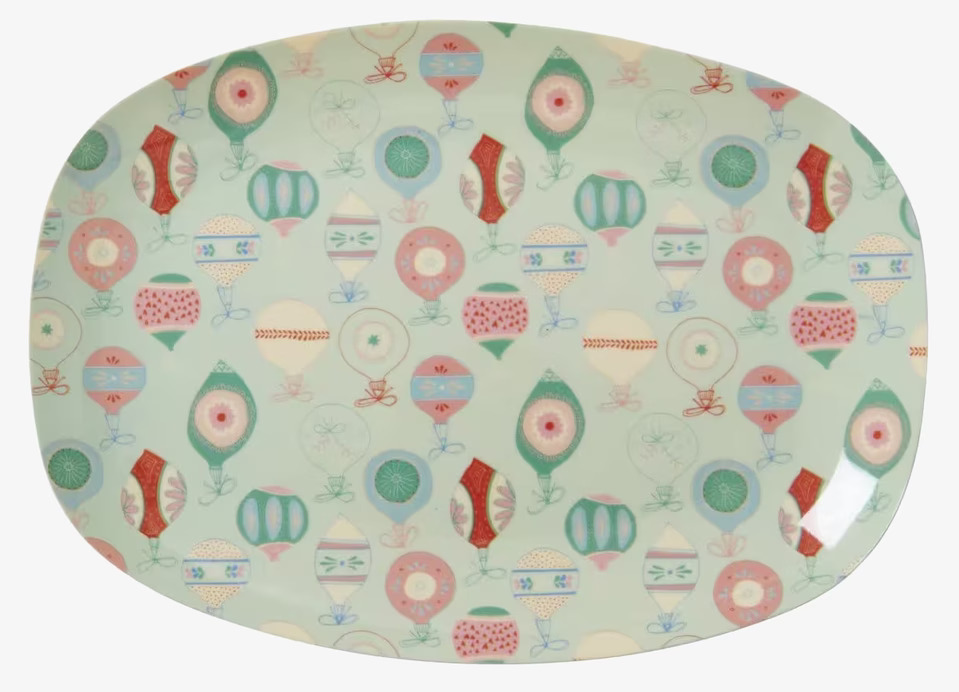 Liten tallrik Julgranskulor från Rice med färgglada mönster