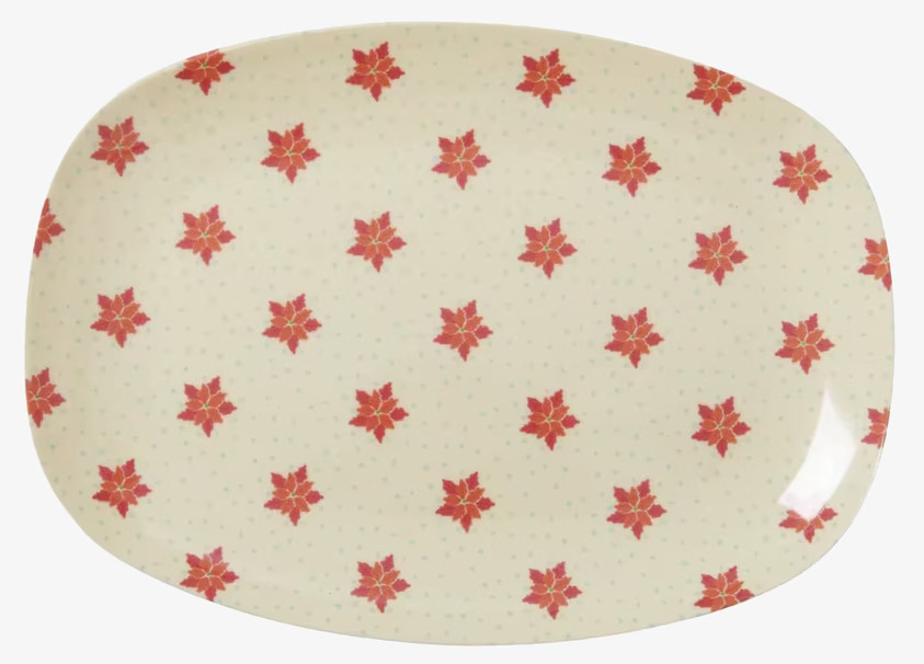 Liten Tallrik Blommor från Rice med rött blommönster