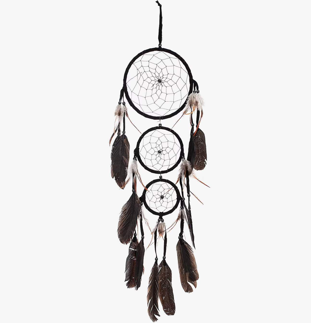 Drömfångare Trippel Svart från Different Design med fjädrar