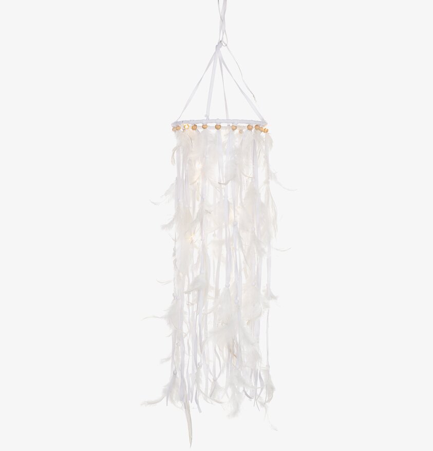 Mobil Fjädrar Vit Inkl Ljusslinga från Different Design