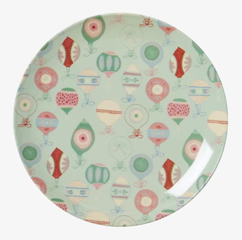 Desserttallrik Julgranskulor från Rice med festligt mönster