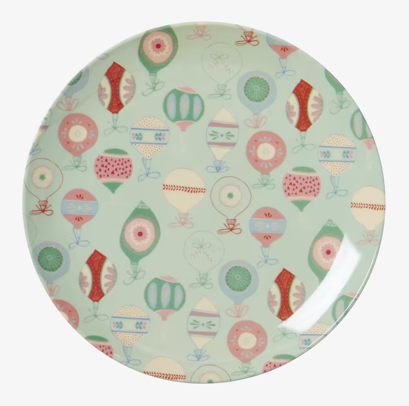 Desserttallrik Julgranskulor från Rice med festligt mönster