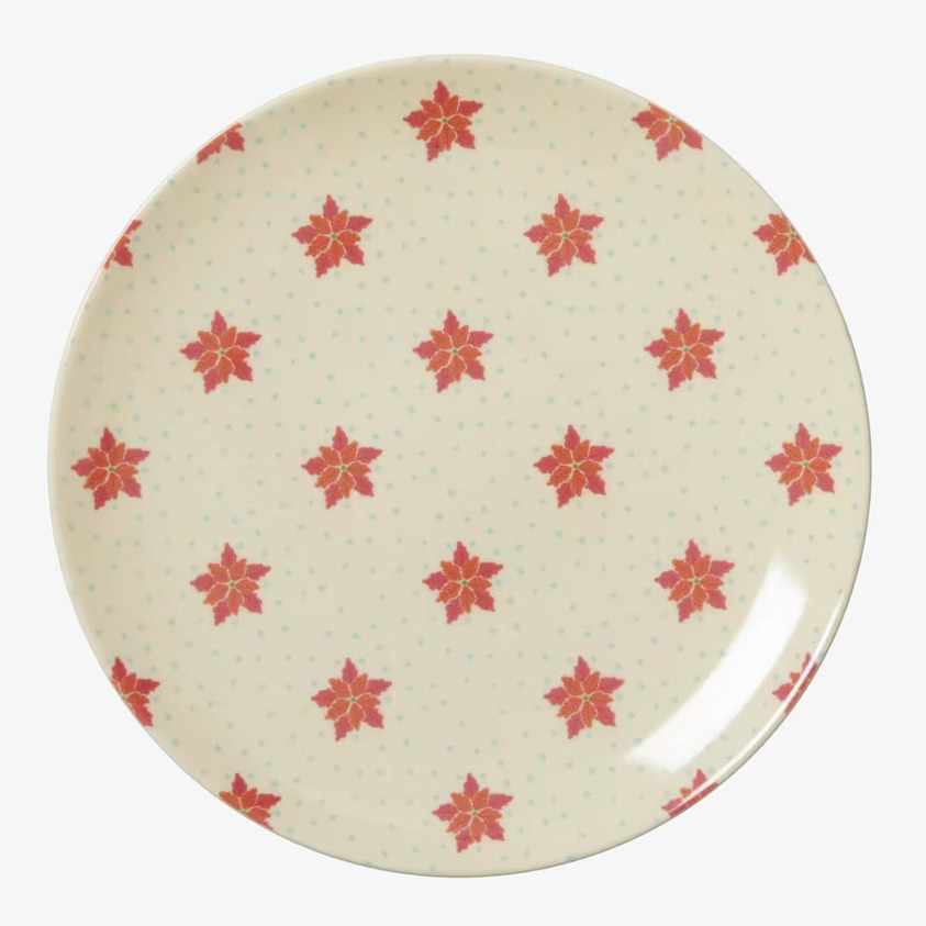 Desserttallrik Blommor från Rice med rött blommönster