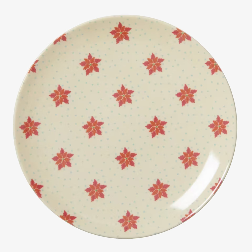 Desserttallrik Blommor från Rice med rött blommönster