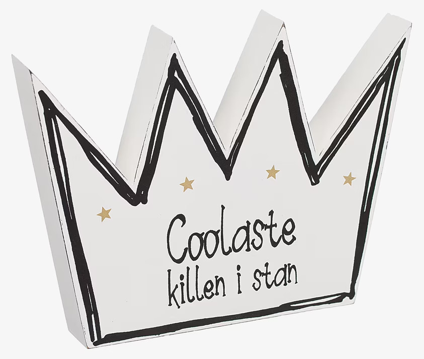 Stående Krona Kille från Different Design i vit och svart