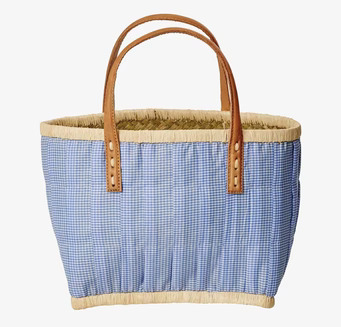 Barn-/Juniorväska Turquoise Vichy från Rice mot ljus bakgrund