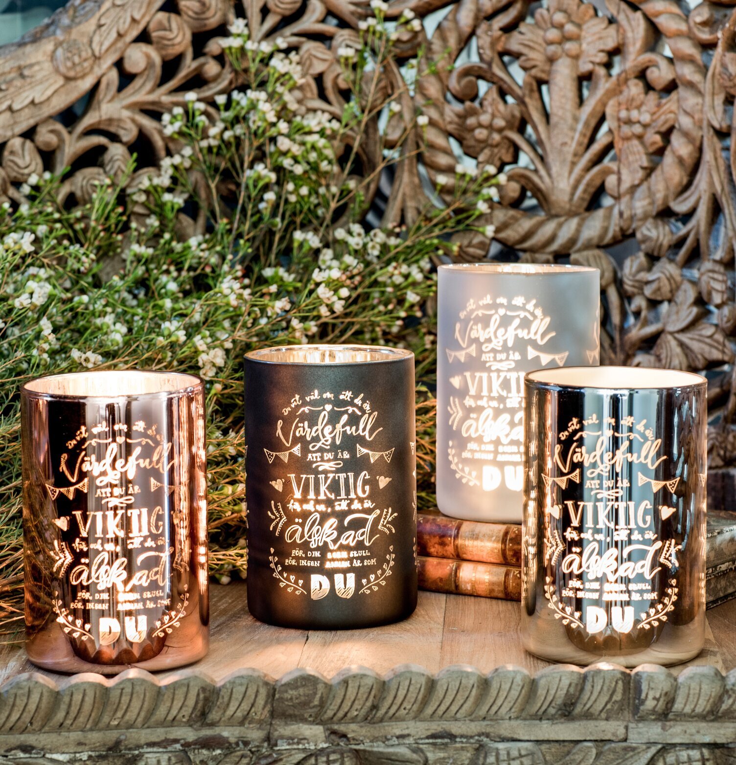 Värdefull Rosé - Majas Cottage, elegant ljuslykta i roséton