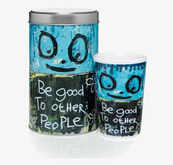 Termomugg Blå Friendly Poets från Poul Pava med burk