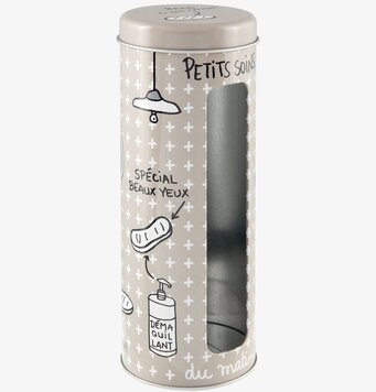 Bild av stilfull och praktisk plåtburk för bomullspads