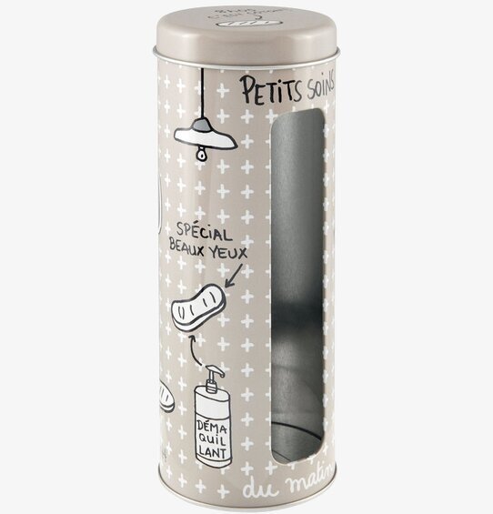 Bild av stilfull och praktisk plåtburk för bomullspads