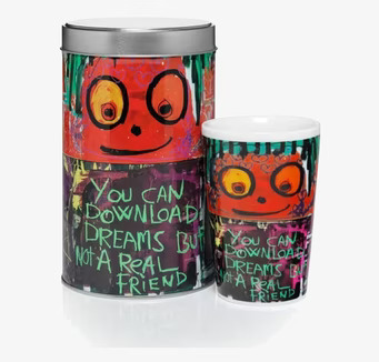 Termomugg Röd Friendly Poets från Poul Pava med förvaringsburk