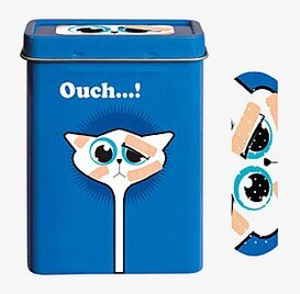 Plåsterburk Katt Blå från Derriére la porte med kattmotiv