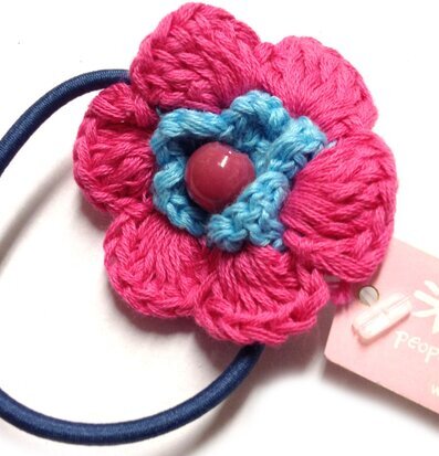 Hårsnodd Blomma Cerise/Turkos/Rosa från Rice, färgglad