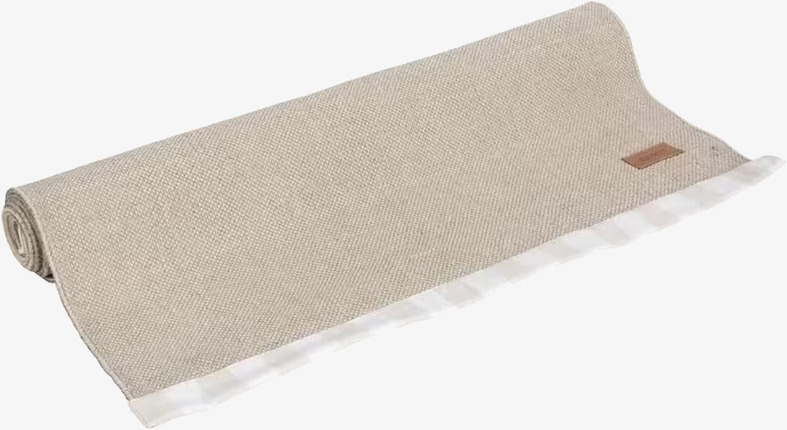 Matta Beige 70x200 från Ernst med vit kant och läderetikett