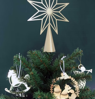 Toppstjärna Guld från Pluto Produkter på toppen av julgran